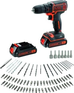 Black & Decker BLACK+DECKER BDCD18BAFC-QW Accuboormachine Kit - 18V - 80 Accessoires - Incl. 2 Accu's En Lader -Black & Decker 951x1200